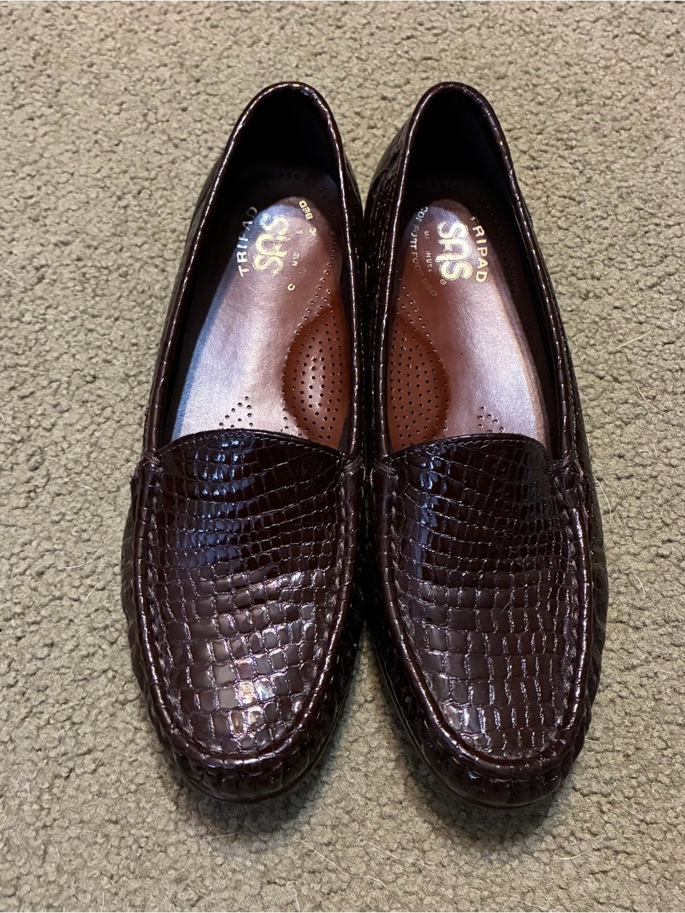 SAS Tripad Comfort Brown Croc Leather Loafers Shoes Women’s US Size 7 N